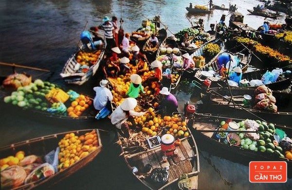 Hình ảnh chợ nổi vùng đồng bằng sông Cửu Long